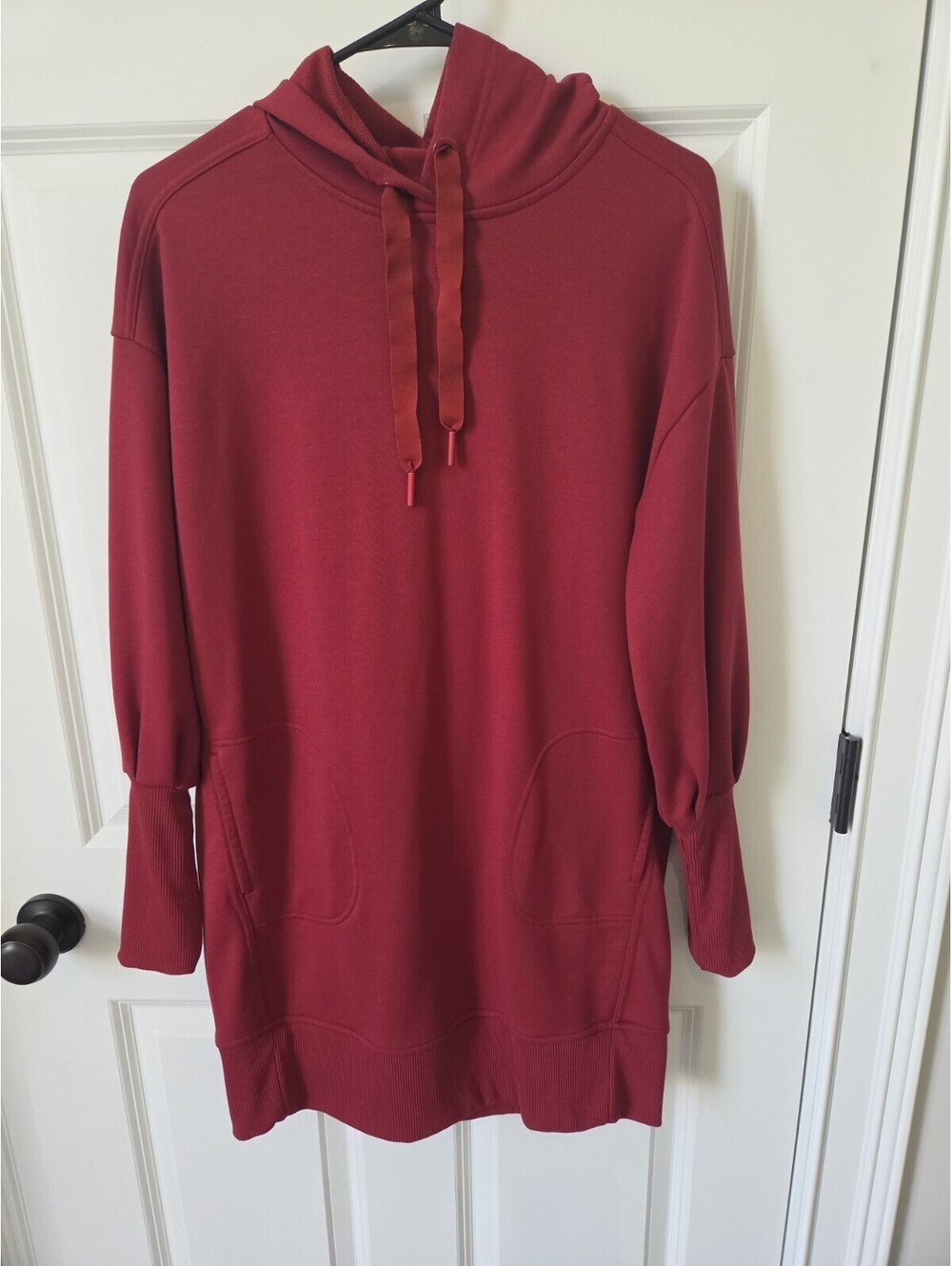 Athleta Coaster Luxe Hoodie Dress Burgundy Red‎ Sweatshirt Long Sleeve Small